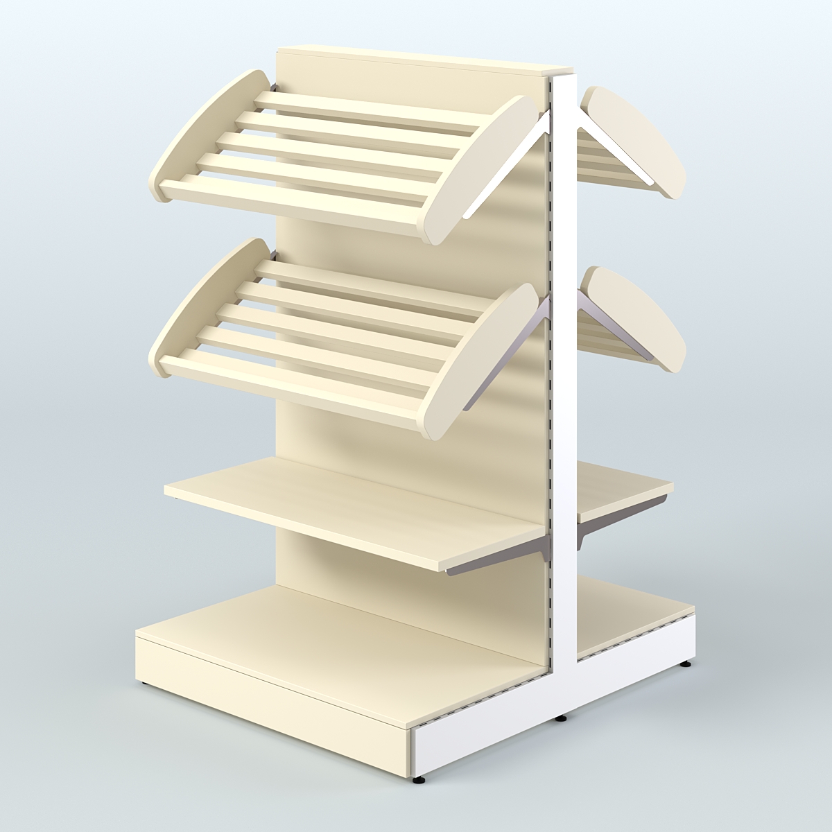 Низкий островной широкий стеллаж для хлеба и выпечки СХОН-02 Крем Вайс