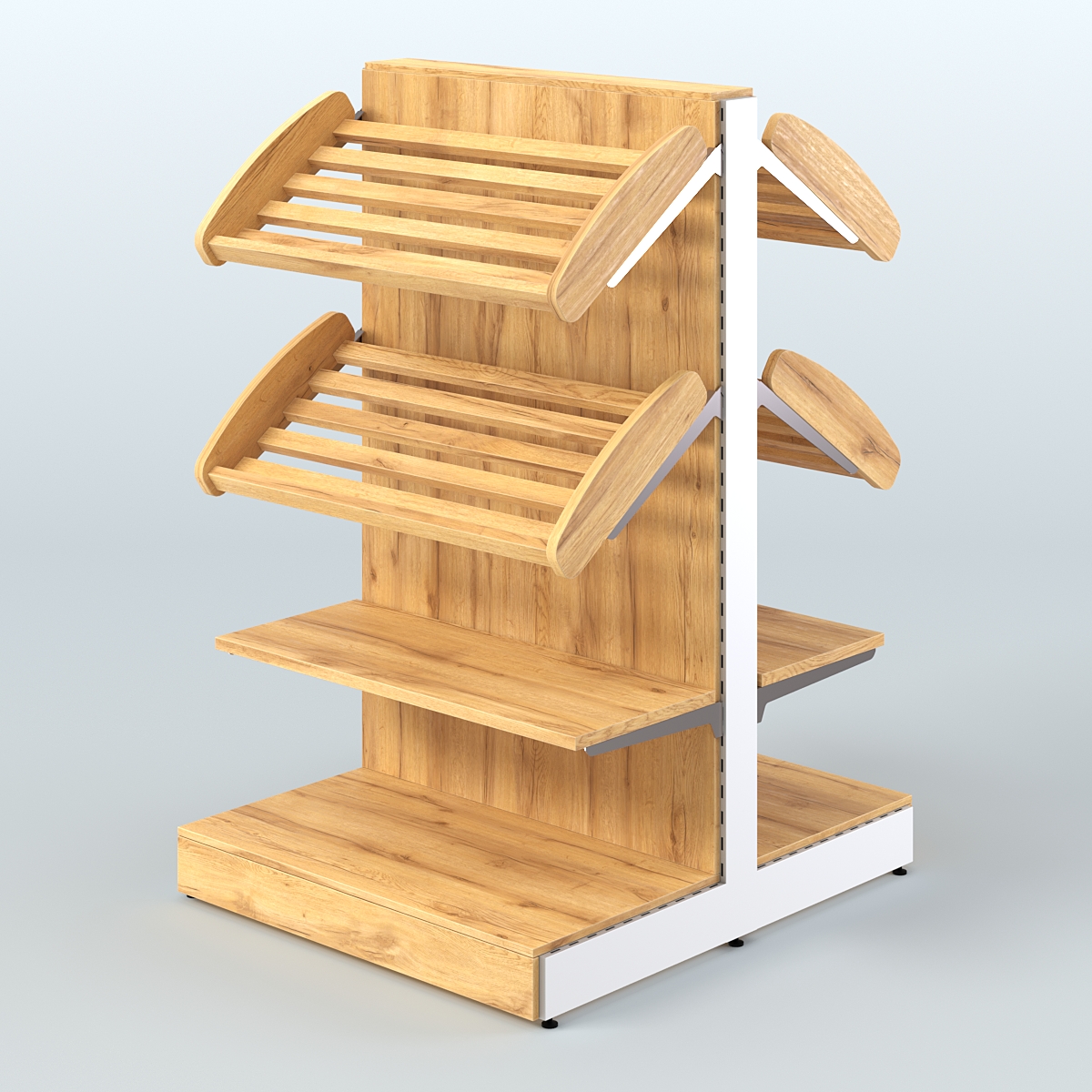 Низкий островной широкий стеллаж для хлеба и выпечки СХОН-02 Дуб Золотистый