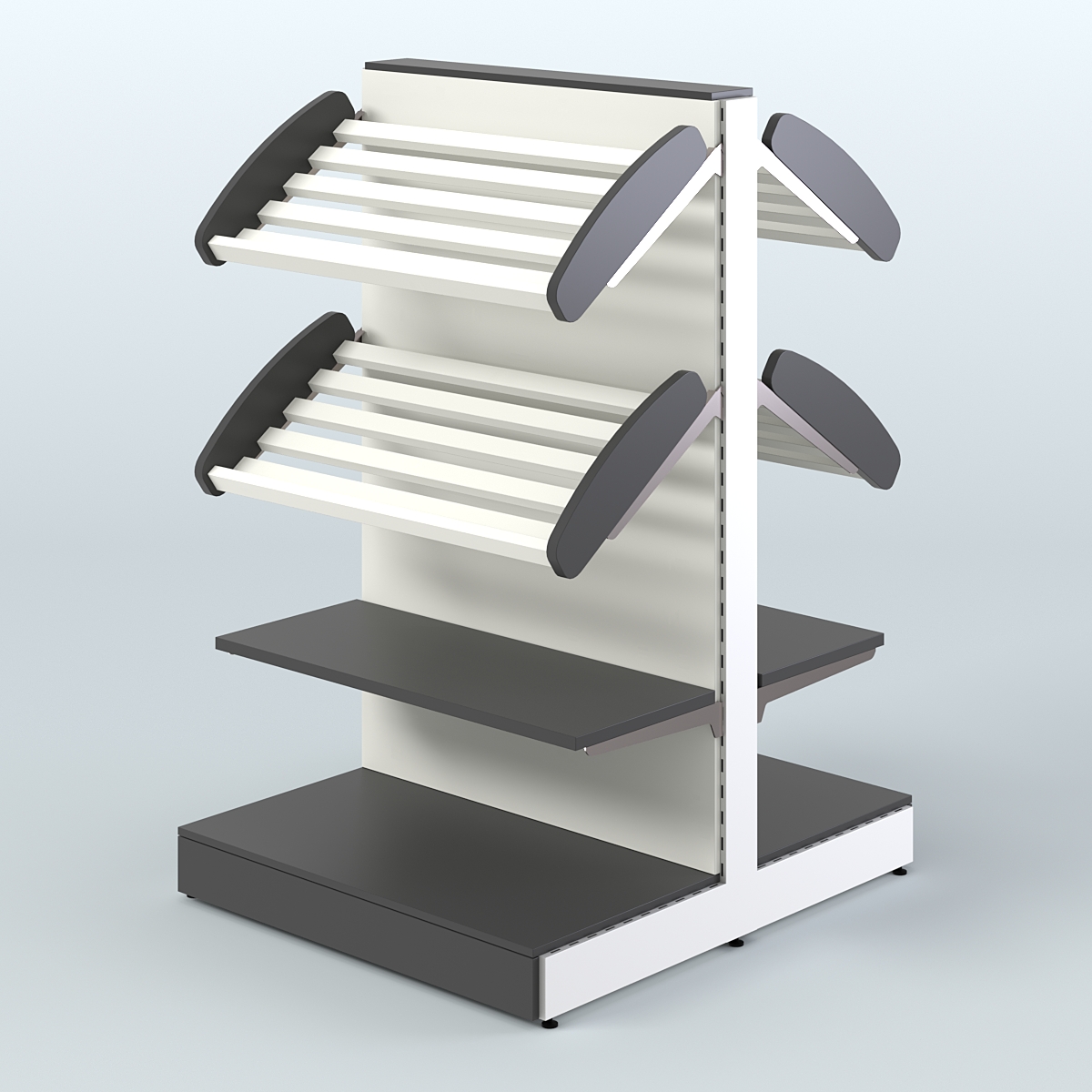 Низкий островной широкий стеллаж для хлеба и выпечки СХОН-02 Черный и Белый
