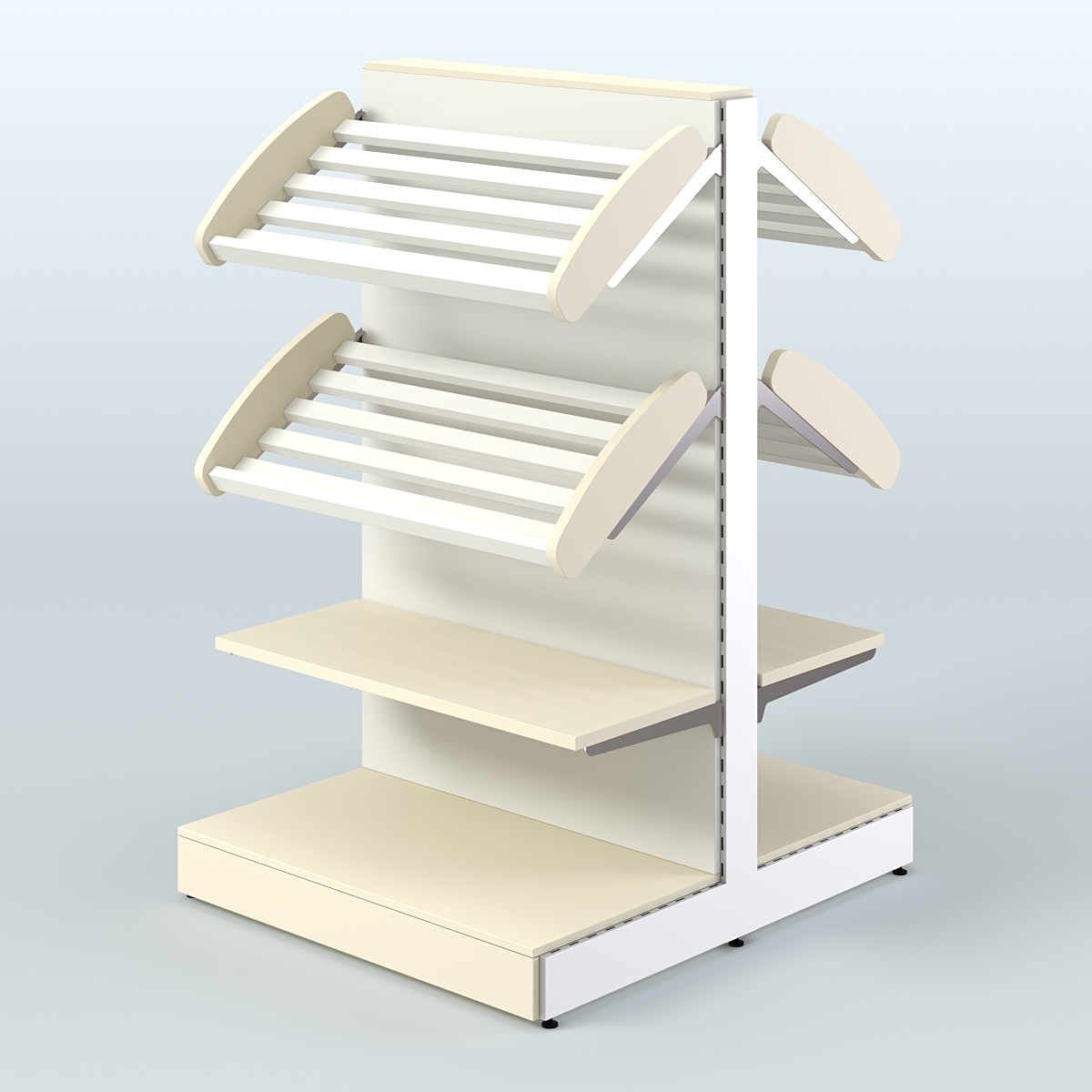 Низкий островной широкий стеллаж для хлеба и выпечки СХОН-02 Крем Вайс + Белый