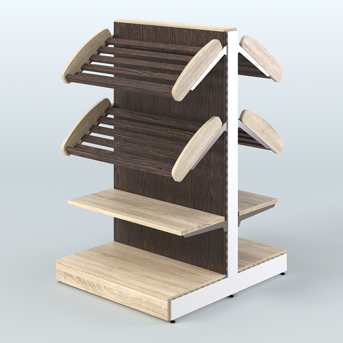 Низкий островной широкий стеллаж для хлеба и выпечки СХОН-02 Дуб Сонома + Дуб Венге