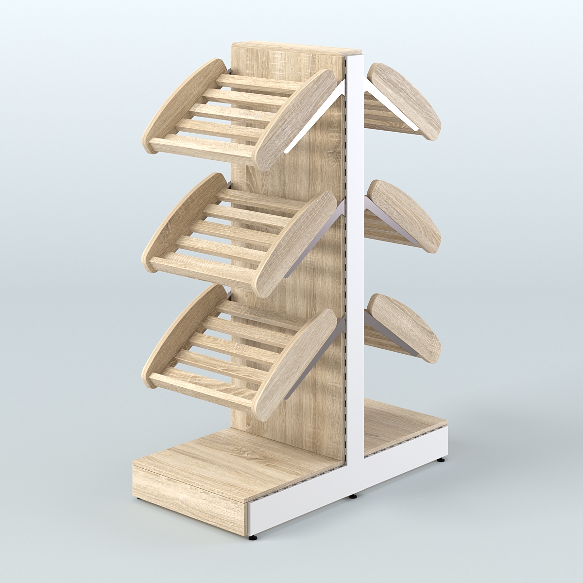 Низкий островной стеллаж с наклонными полками для хлеба и выпечки СХОН-03 Дуб сонома