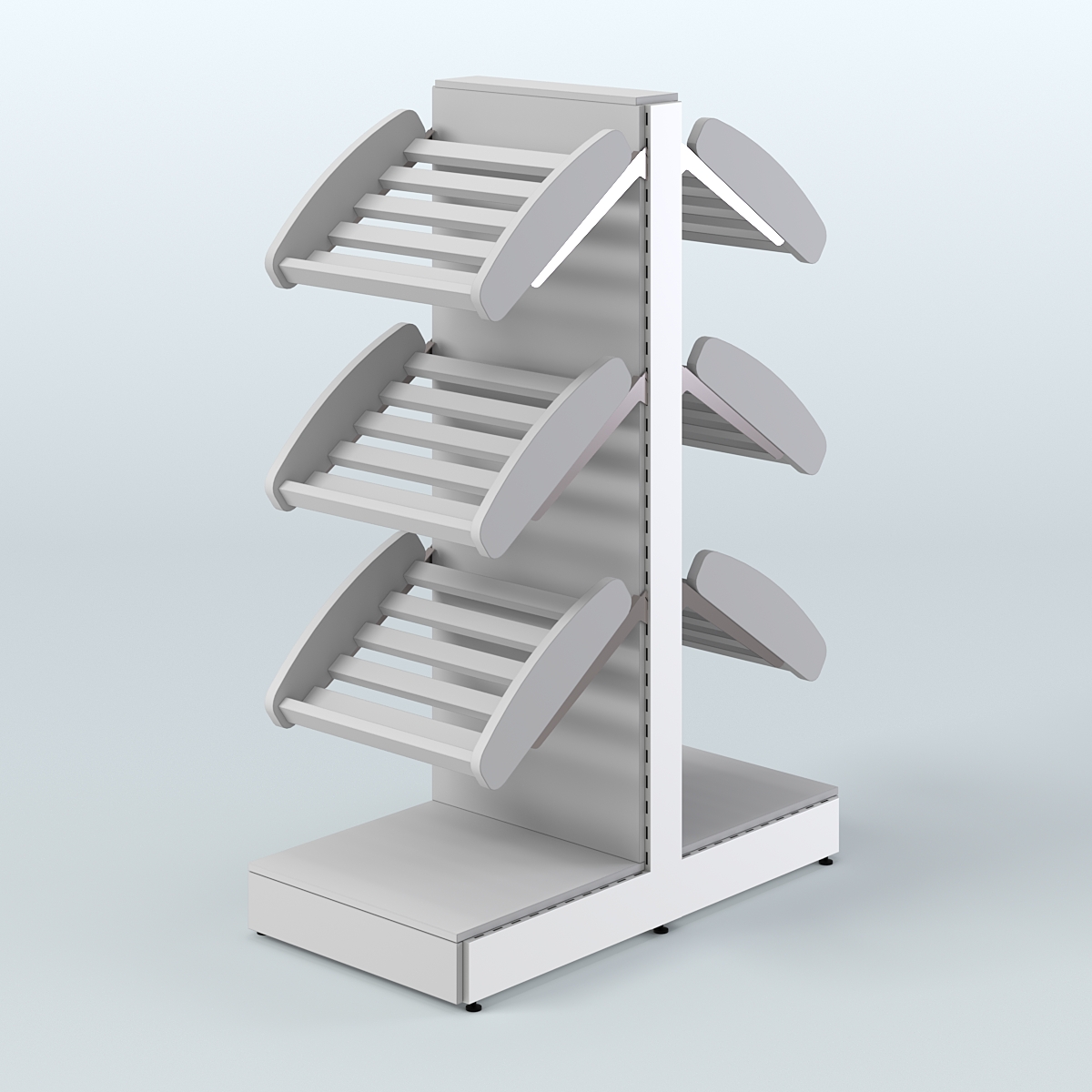 Низкий островной стеллаж с наклонными полками для хлеба и выпечки СХОН-03 Серый