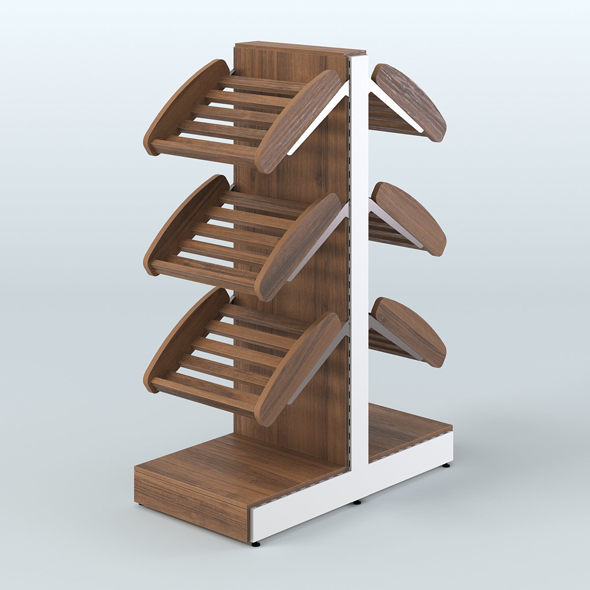 Низкий островной стеллаж с наклонными полками для хлеба и выпечки СХОН-03 Орех
