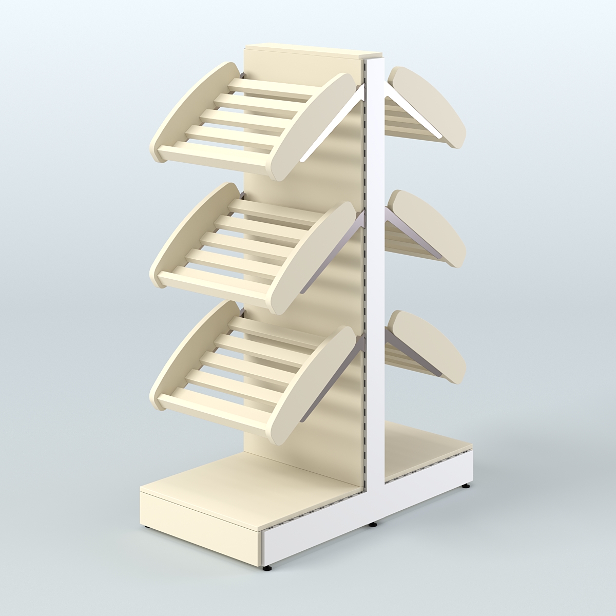 Низкий островной стеллаж с наклонными полками для хлеба и выпечки СХОН-03 Крем Вайс