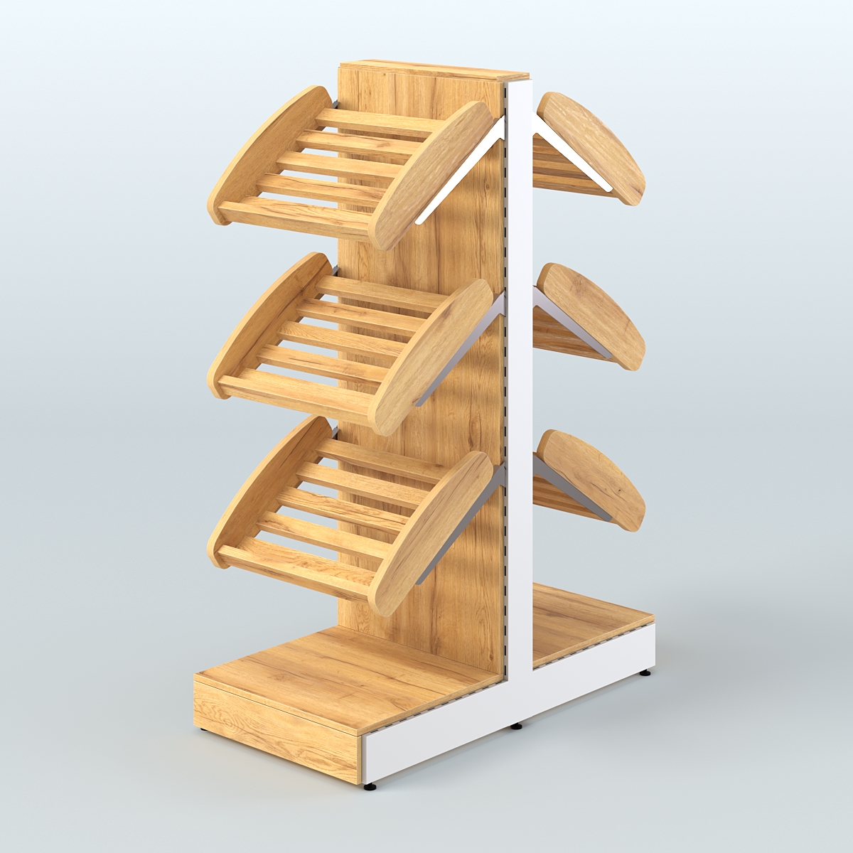 Низкий островной стеллаж с наклонными полками для хлеба и выпечки СХОН-03 Дуб Золотистый