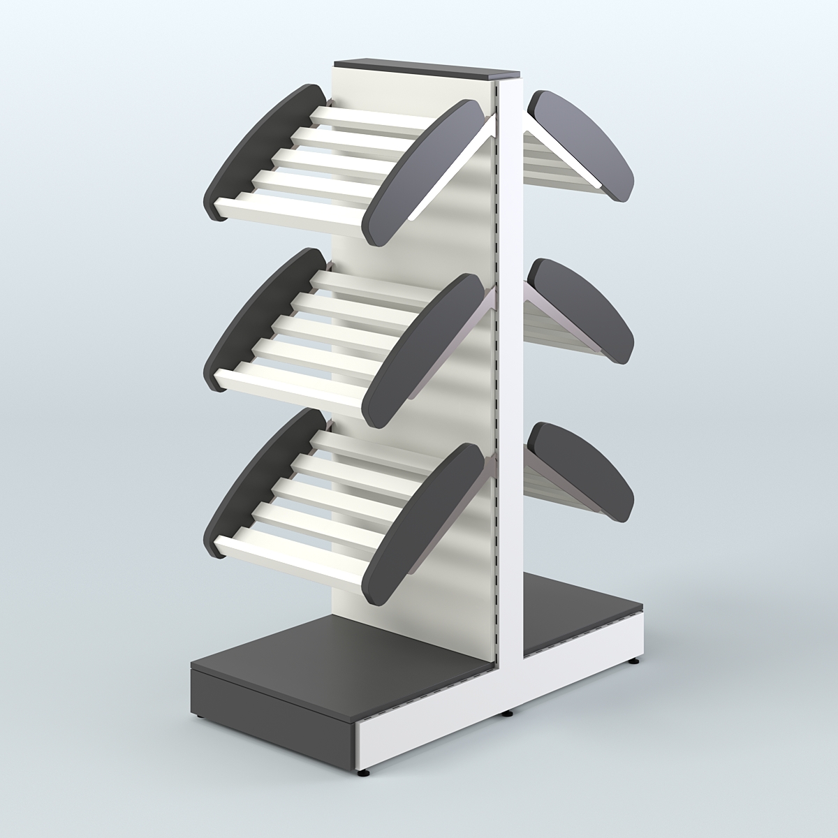 Низкий островной стеллаж с наклонными полками для хлеба и выпечки СХОН-03 Черный и Белый