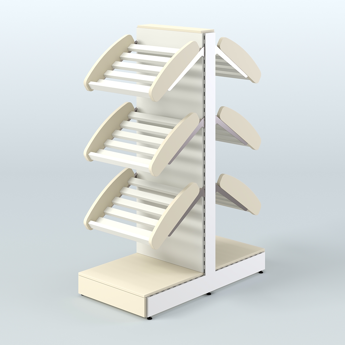 Низкий островной стеллаж с наклонными полками для хлеба и выпечки СХОН-03 Крем Вайс + Белый