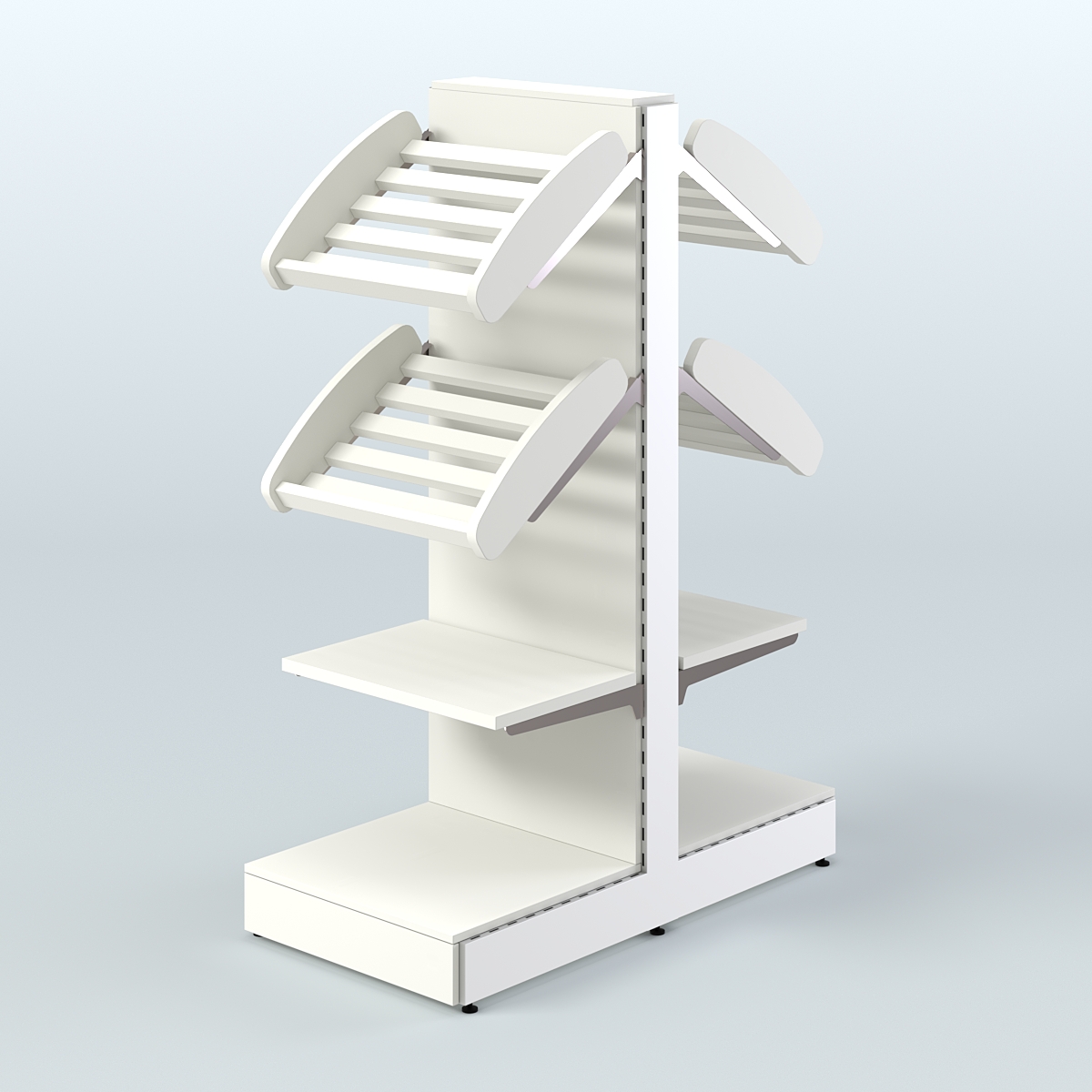 Низкий островной стеллаж с наклонными и прямыми полками для хлеба и выпечки СХОН-04 Белый