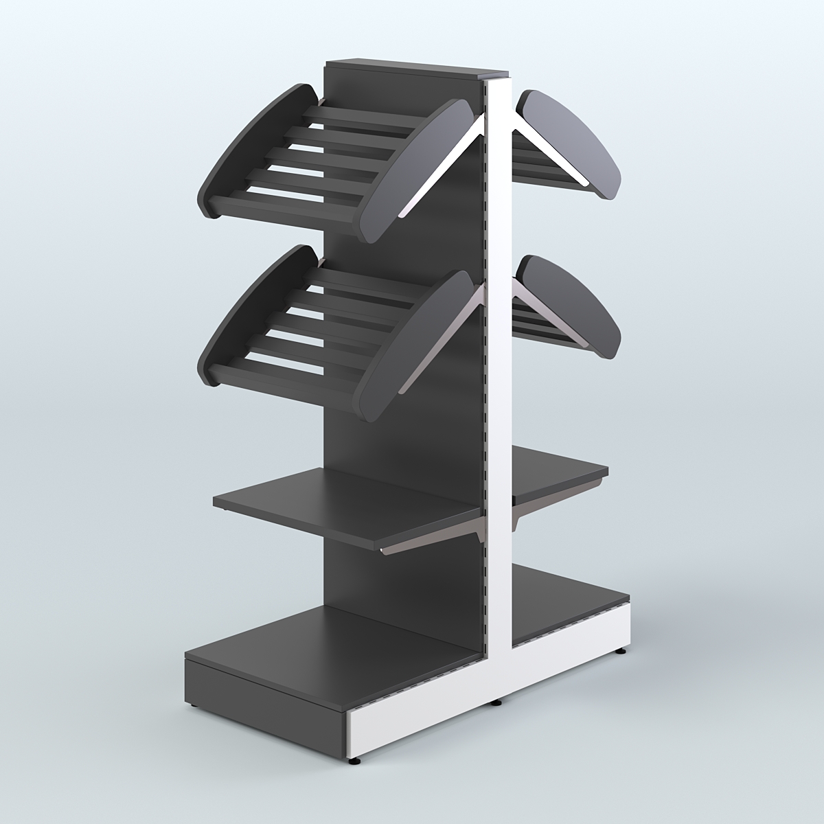 Низкий островной стеллаж с наклонными и прямыми полками для хлеба и выпечки СХОН-04 Черный