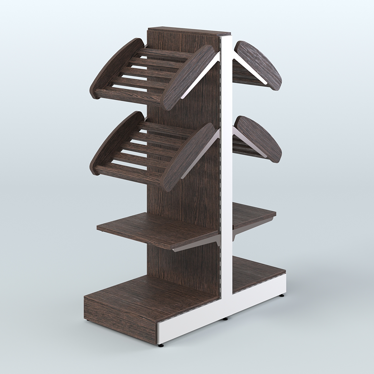 Низкий островной стеллаж с наклонными и прямыми полками для хлеба и выпечки СХОН-04 Дуб Венге