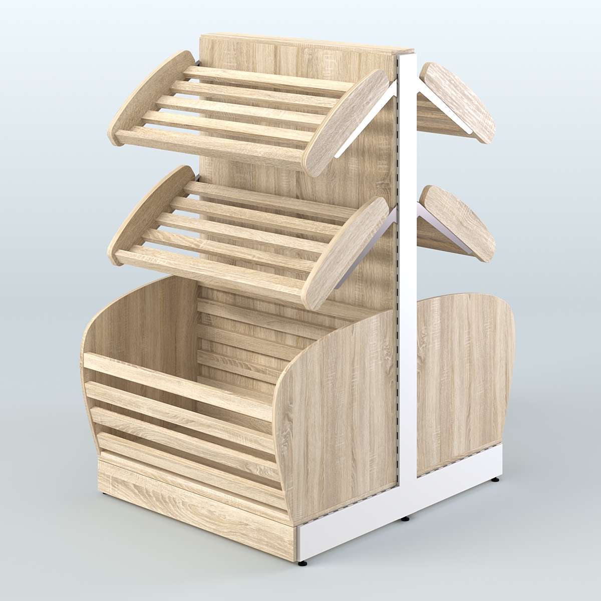 Низкий островной стеллаж с корзиной - накопителем для хлеба и выпечки СХОН-05 Дуб сонома