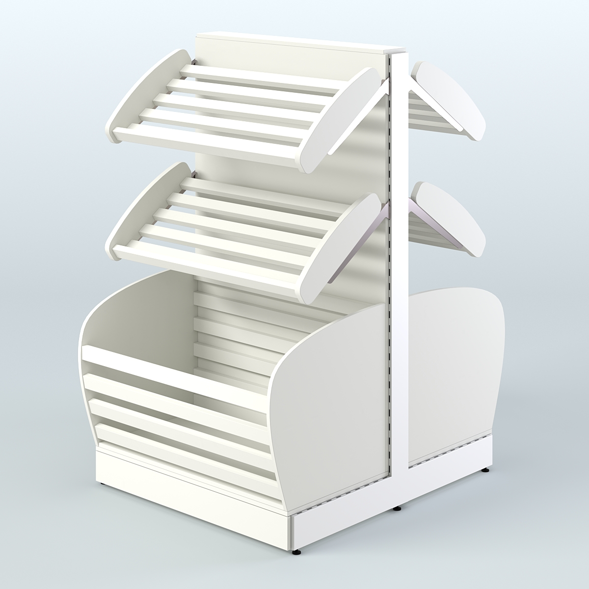 Низкий островной стеллаж с корзиной - накопителем для хлеба и выпечки СХОН-05 Белый