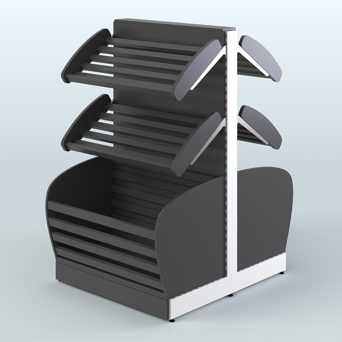 Низкий островной стеллаж с корзиной - накопителем для хлеба и выпечки СХОН-05 Черный