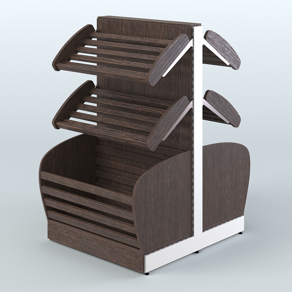 Низкий островной стеллаж с корзиной - накопителем для хлеба и выпечки СХОН-05 Дуб Венге