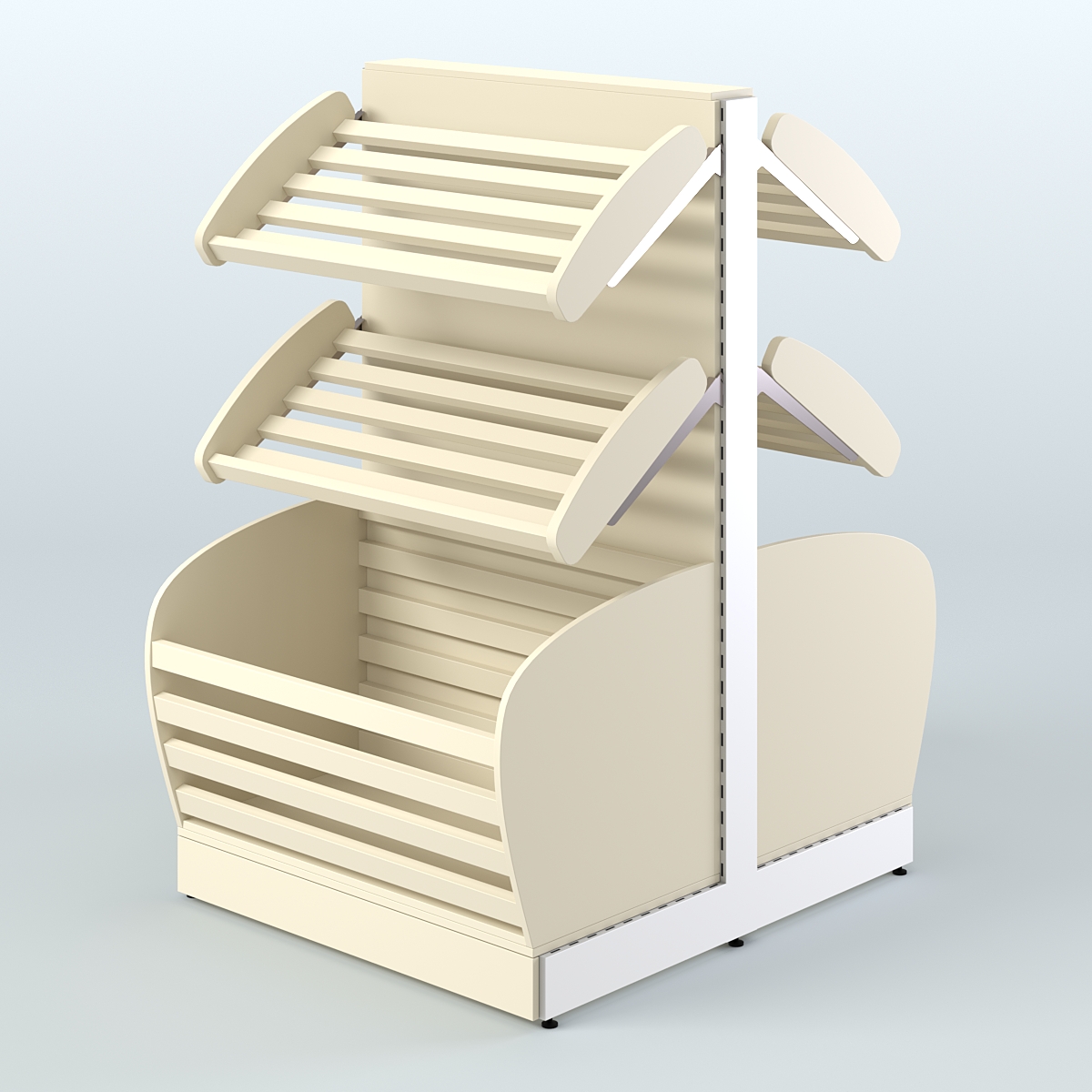 Низкий островной стеллаж с корзиной - накопителем для хлеба и выпечки СХОН-05 Крем Вайс