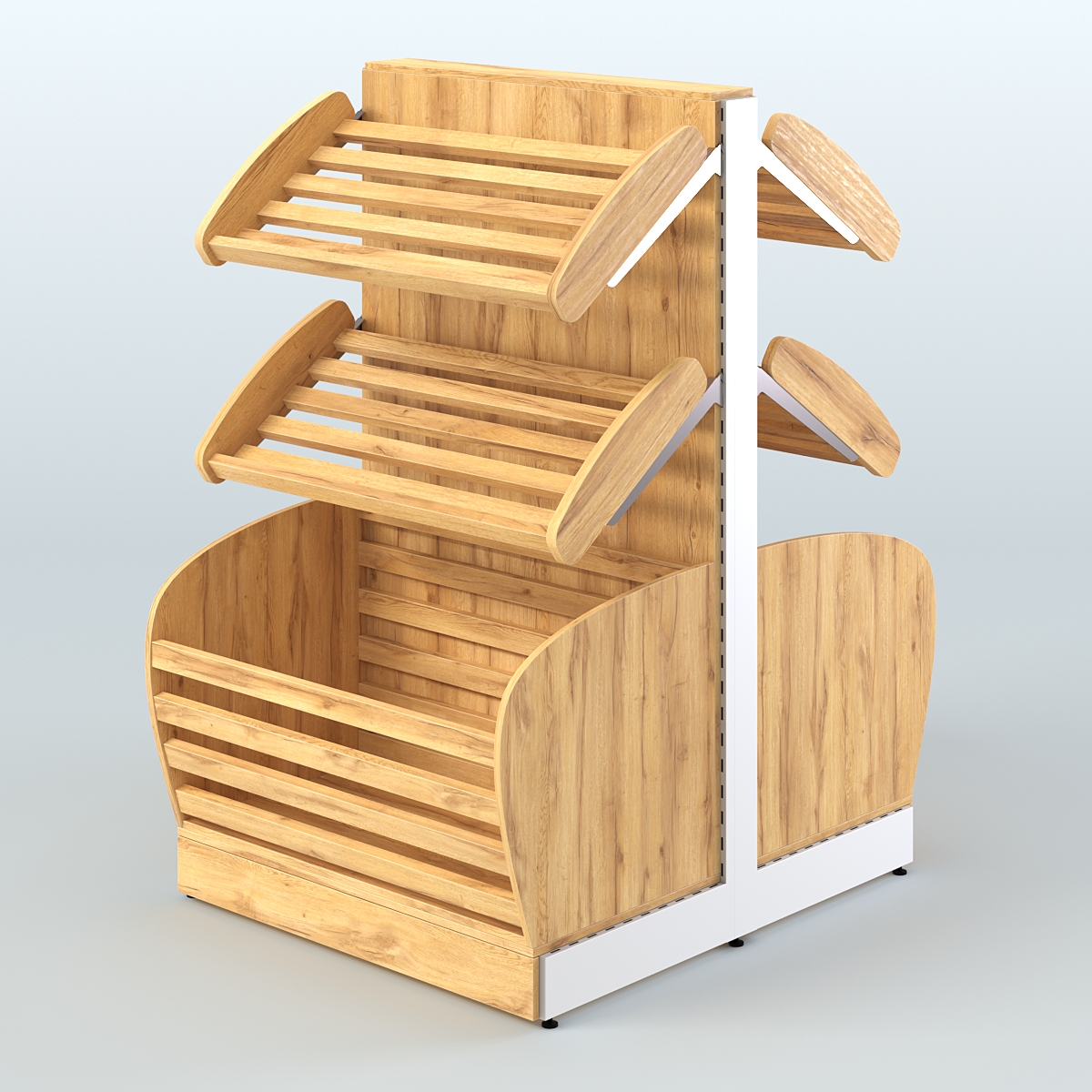 Низкий островной стеллаж с корзиной - накопителем для хлеба и выпечки СХОН-05 Дуб Золотистый