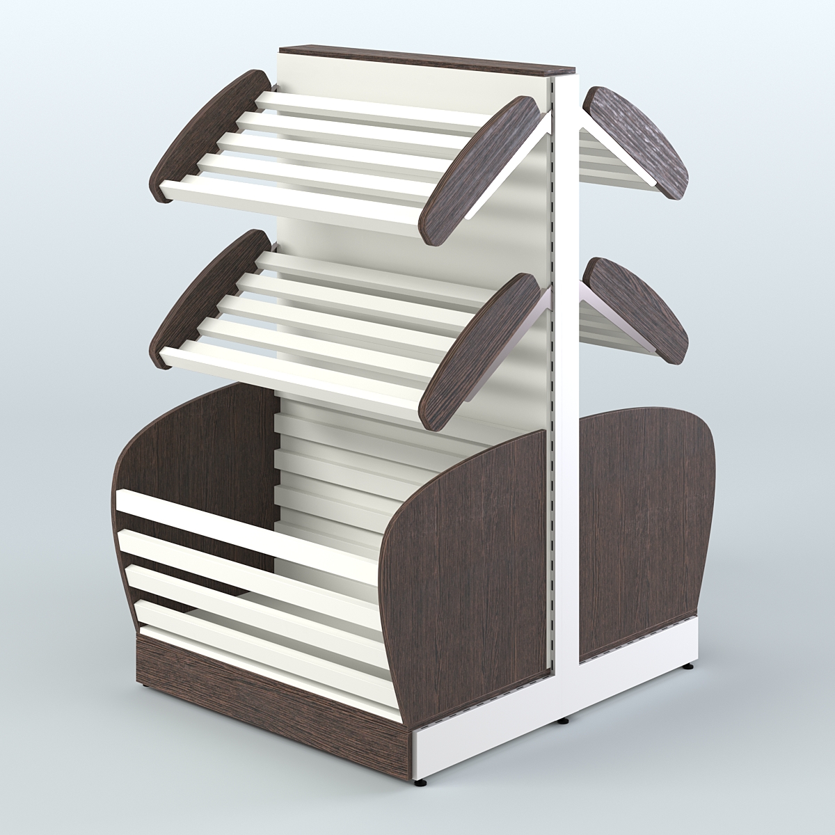 Низкий островной стеллаж с корзиной - накопителем для хлеба и выпечки СХОН-05 Дуб Венге + Белый