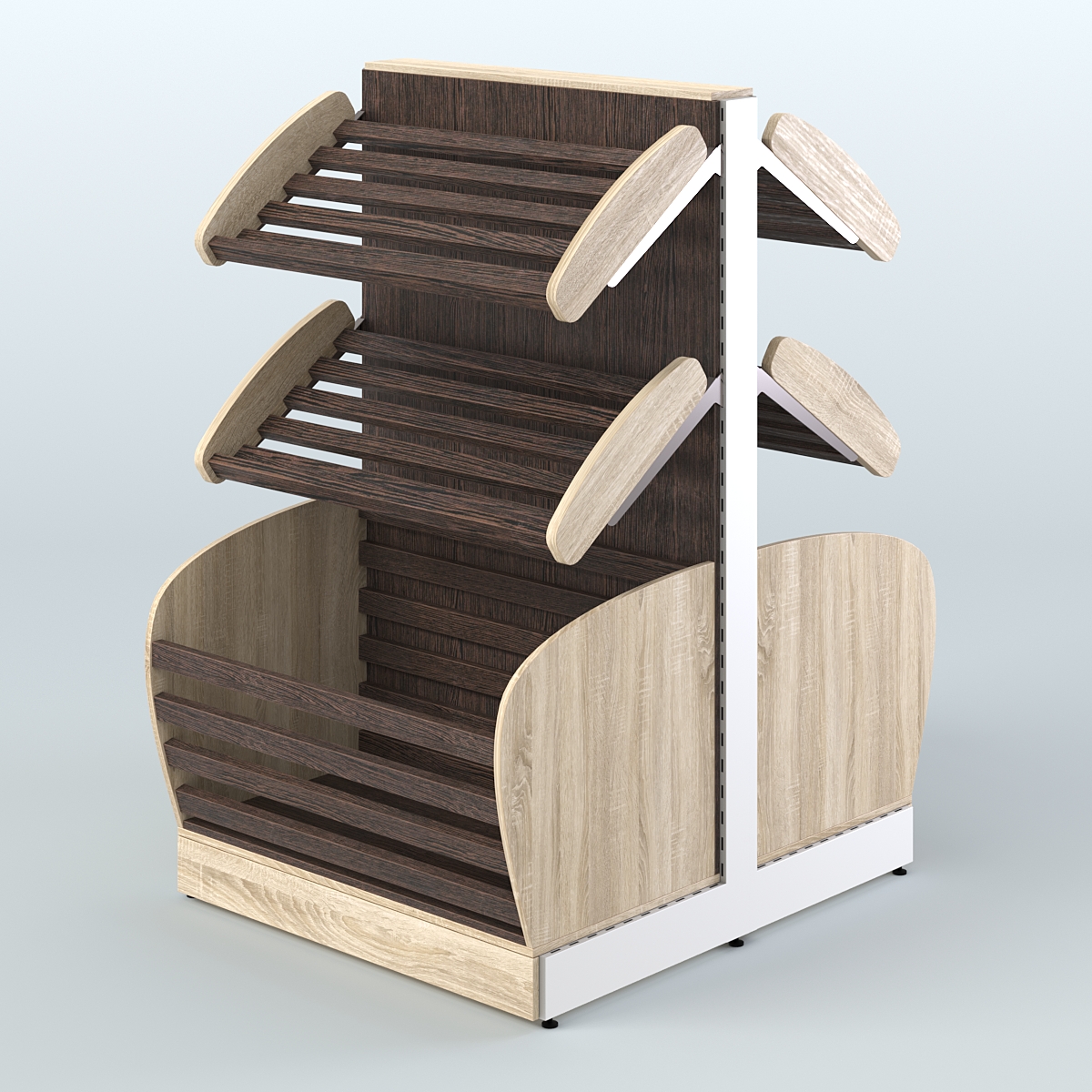 Низкий островной стеллаж с корзиной - накопителем для хлеба и выпечки СХОН-05 Дуб Сонома + Дуб Венге