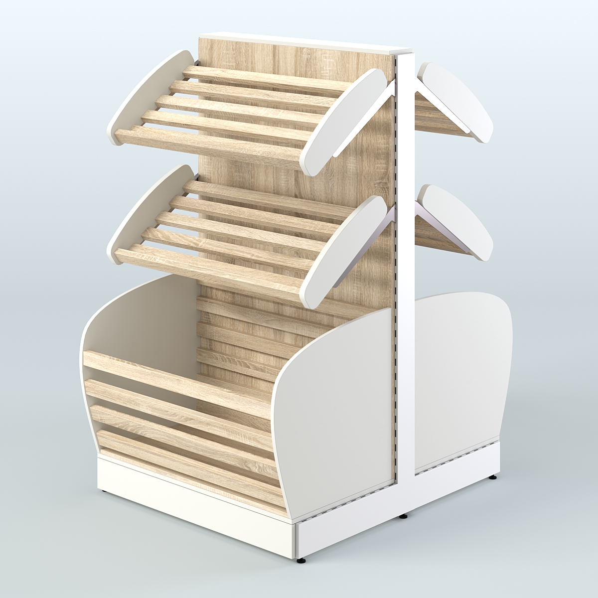 Низкий островной стеллаж с корзиной - накопителем для хлеба и выпечки СХОН-05 Белый + Дуб Сонома