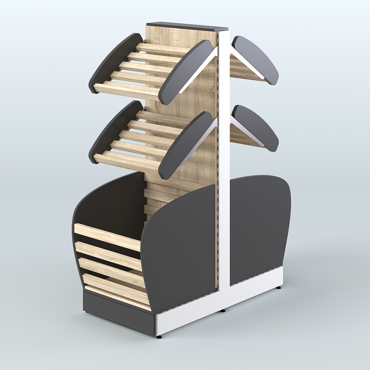 Низкий островной стеллаж малый для хлеба и выпечки СХОН-07 Черный + Дуб Сонома