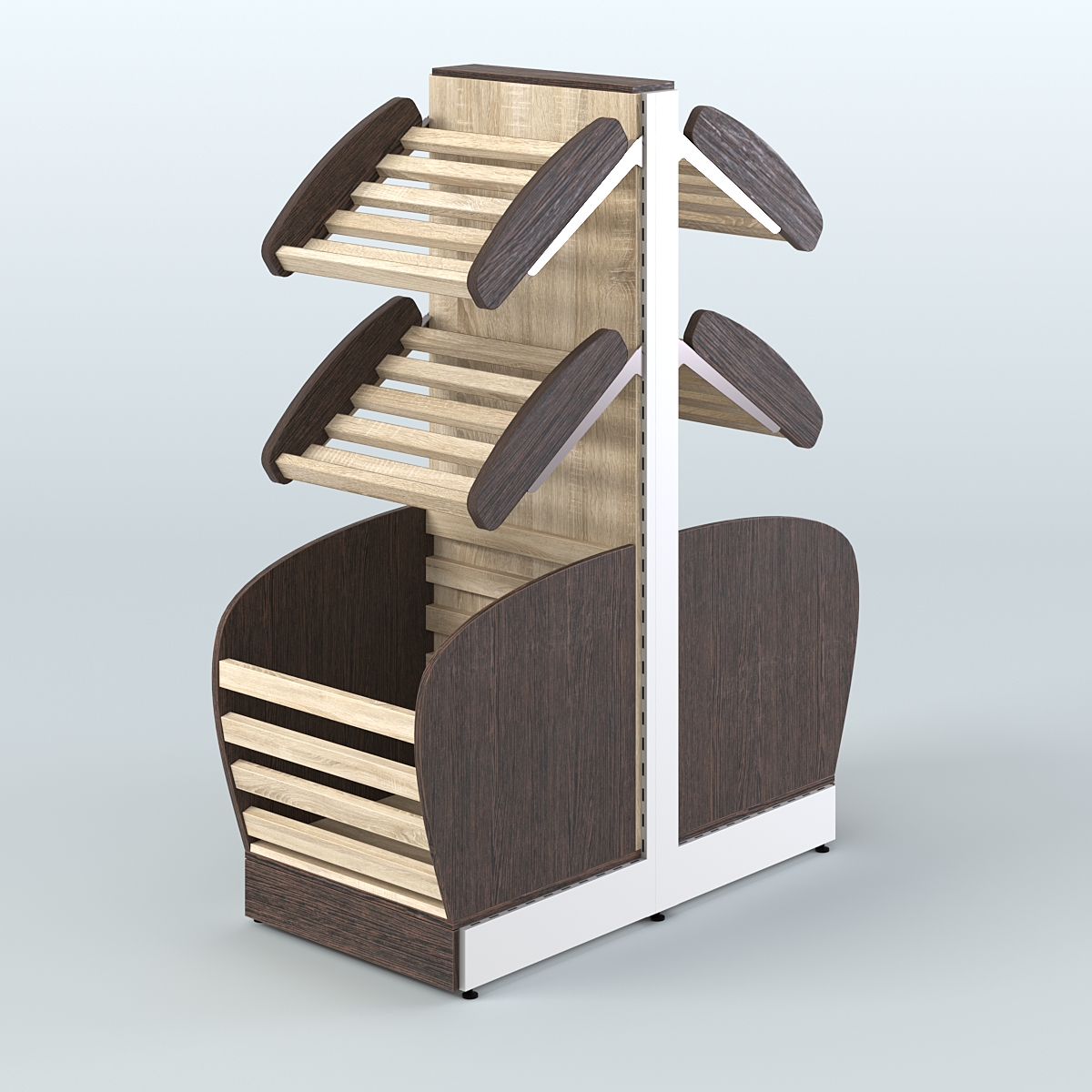 Низкий островной стеллаж малый для хлеба и выпечки СХОН-07 Дуб Венге + Дуб Сонома