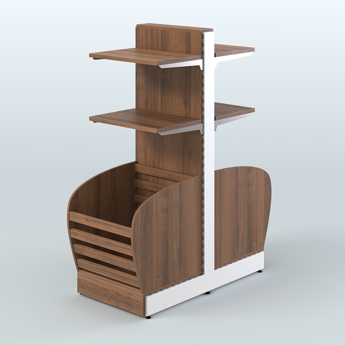 Низкий островной стеллаж средний для хлеба и выпечки СХОН-08 Орех