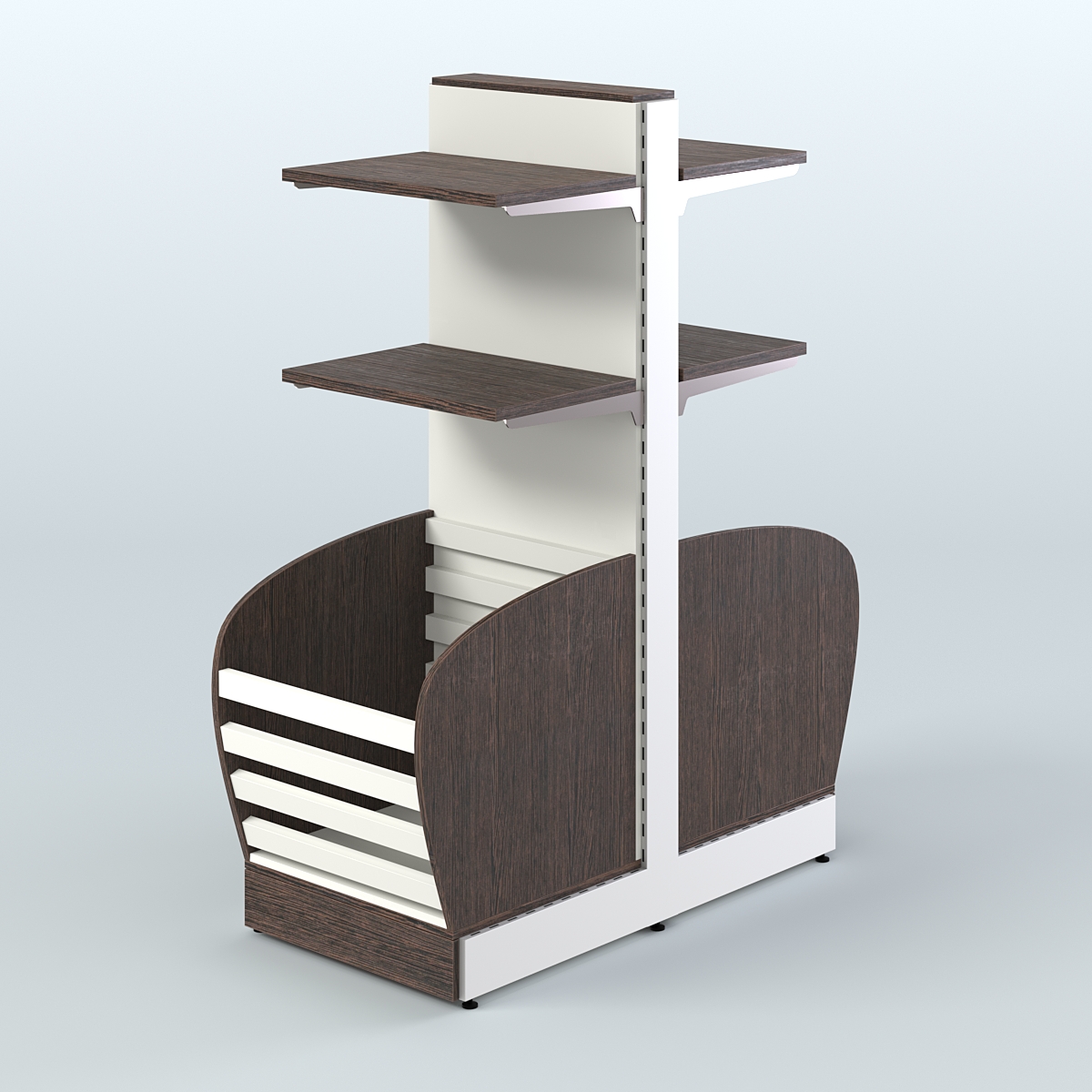 Низкий островной стеллаж средний для хлеба и выпечки СХОН-08 Дуб Венге + Белый