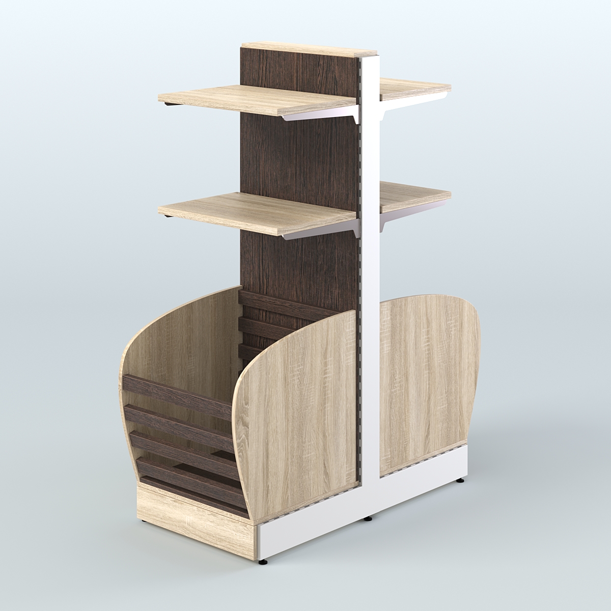 Низкий островной стеллаж средний для хлеба и выпечки СХОН-08 Дуб Сонома + Дуб Венге