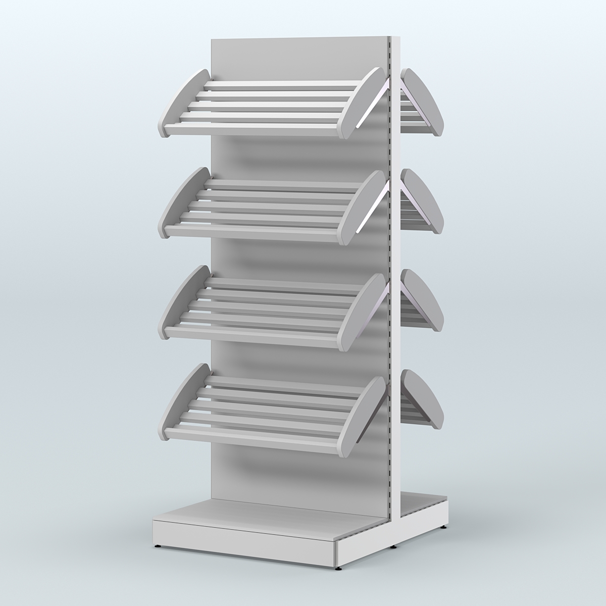 Высокий островной стеллаж с наклонными полками для хлеба и выпечки СХОВ-01 Серый