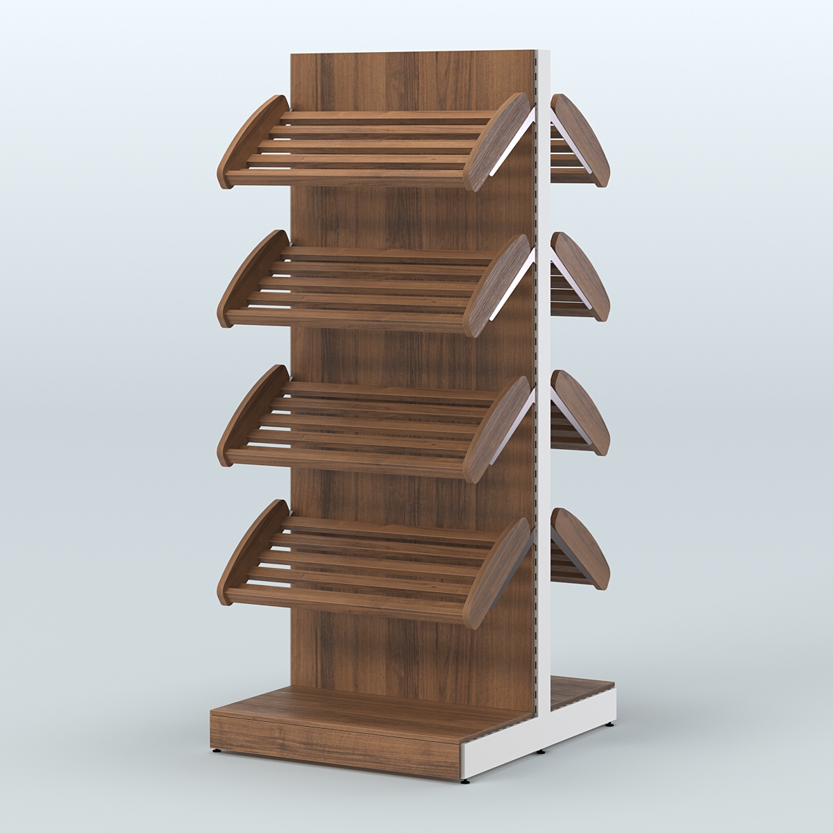 Высокий островной стеллаж с наклонными полками для хлеба и выпечки СХОВ-01 Орех