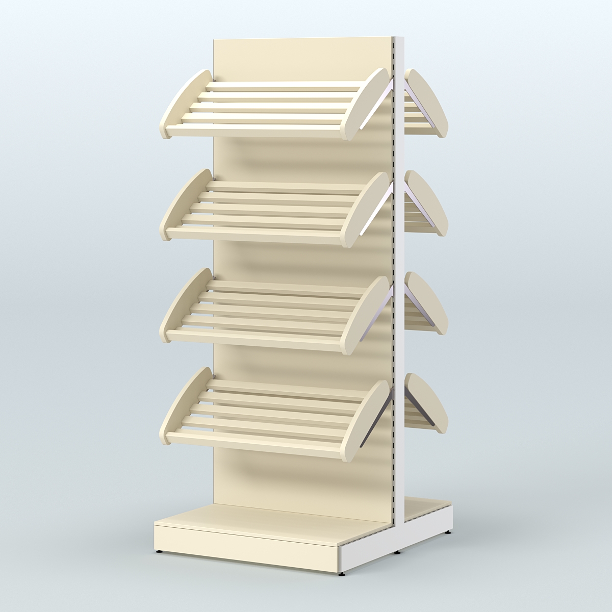 Высокий островной стеллаж с наклонными полками для хлеба и выпечки СХОВ-01 Крем Вайс