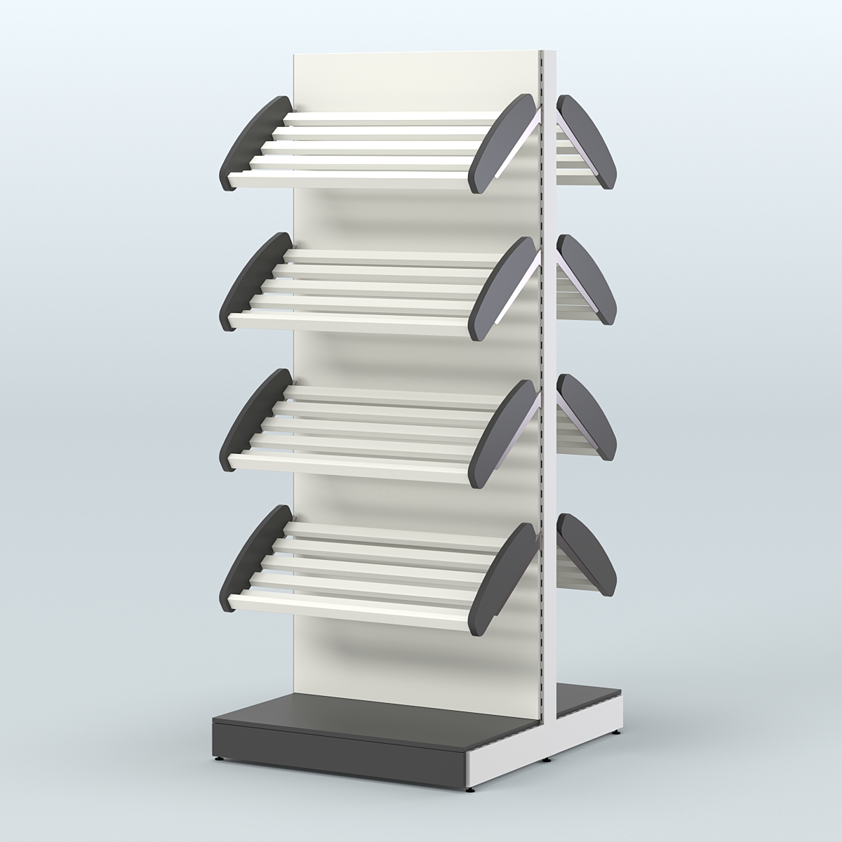 Высокий островной стеллаж с наклонными полками для хлеба и выпечки СХОВ-01 Черный и Белый