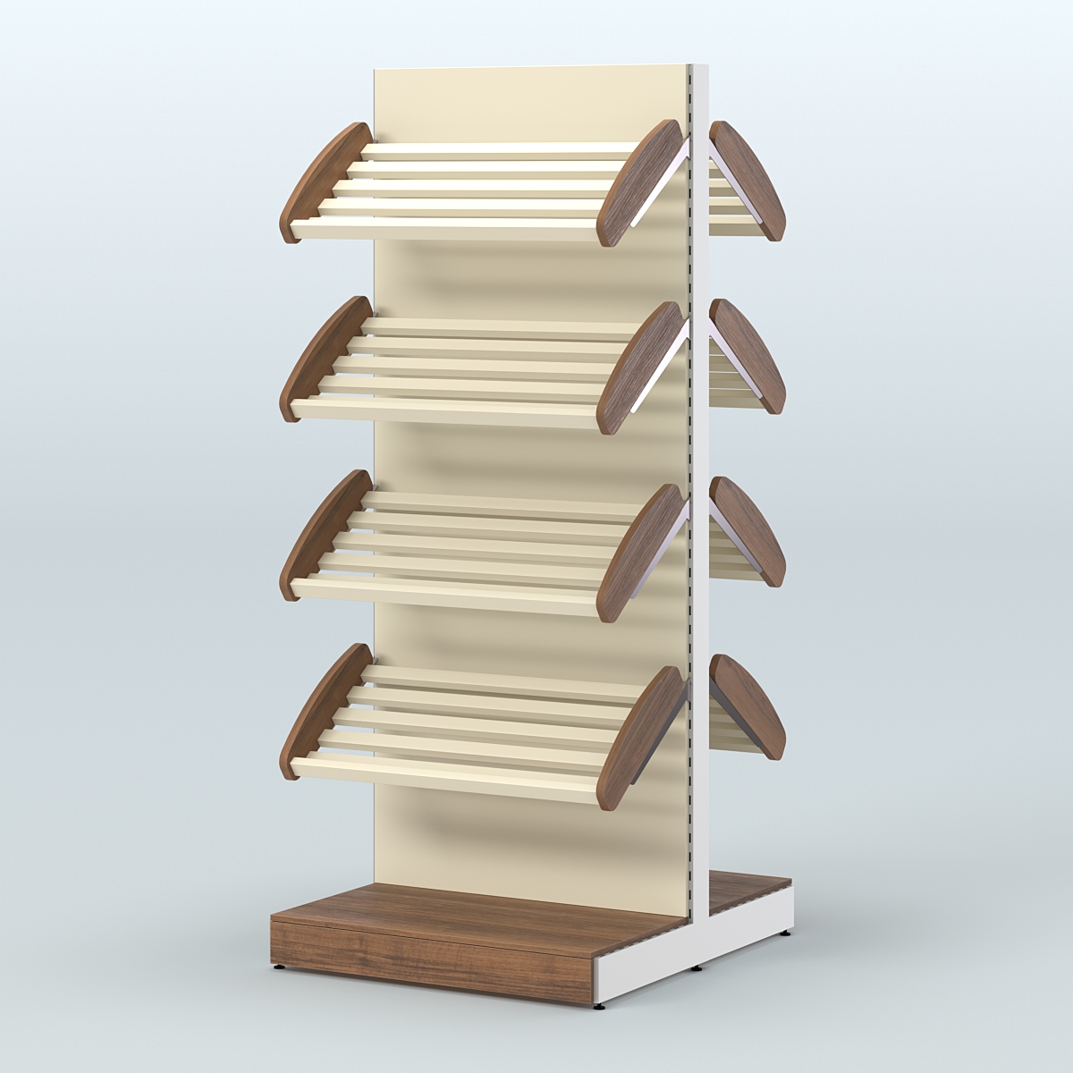 Высокий островной стеллаж с наклонными полками для хлеба и выпечки СХОВ-01 Орех + Крем Вайс