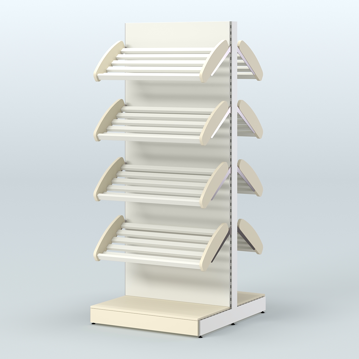 Высокий островной стеллаж с наклонными полками для хлеба и выпечки СХОВ-01 Крем Вайс + Белый