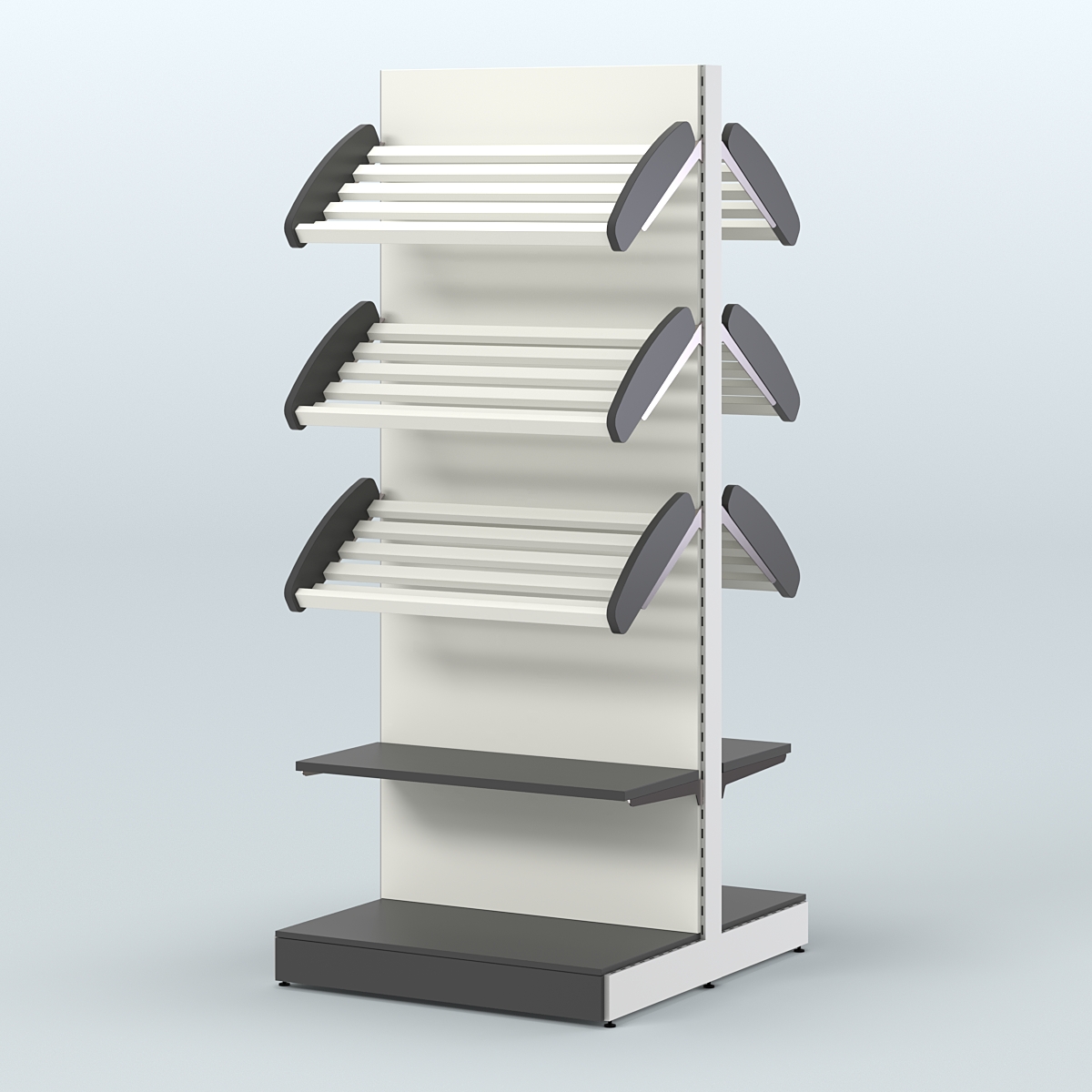 Высокий островной стеллаж со сборными для хлеба и выпечки СХОВ-03 Черный и Белый