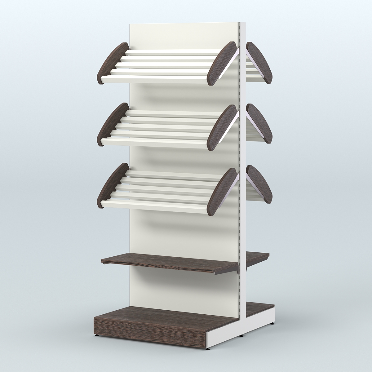 Высокий островной стеллаж со сборными для хлеба и выпечки СХОВ-03 Дуб Венге + Белый