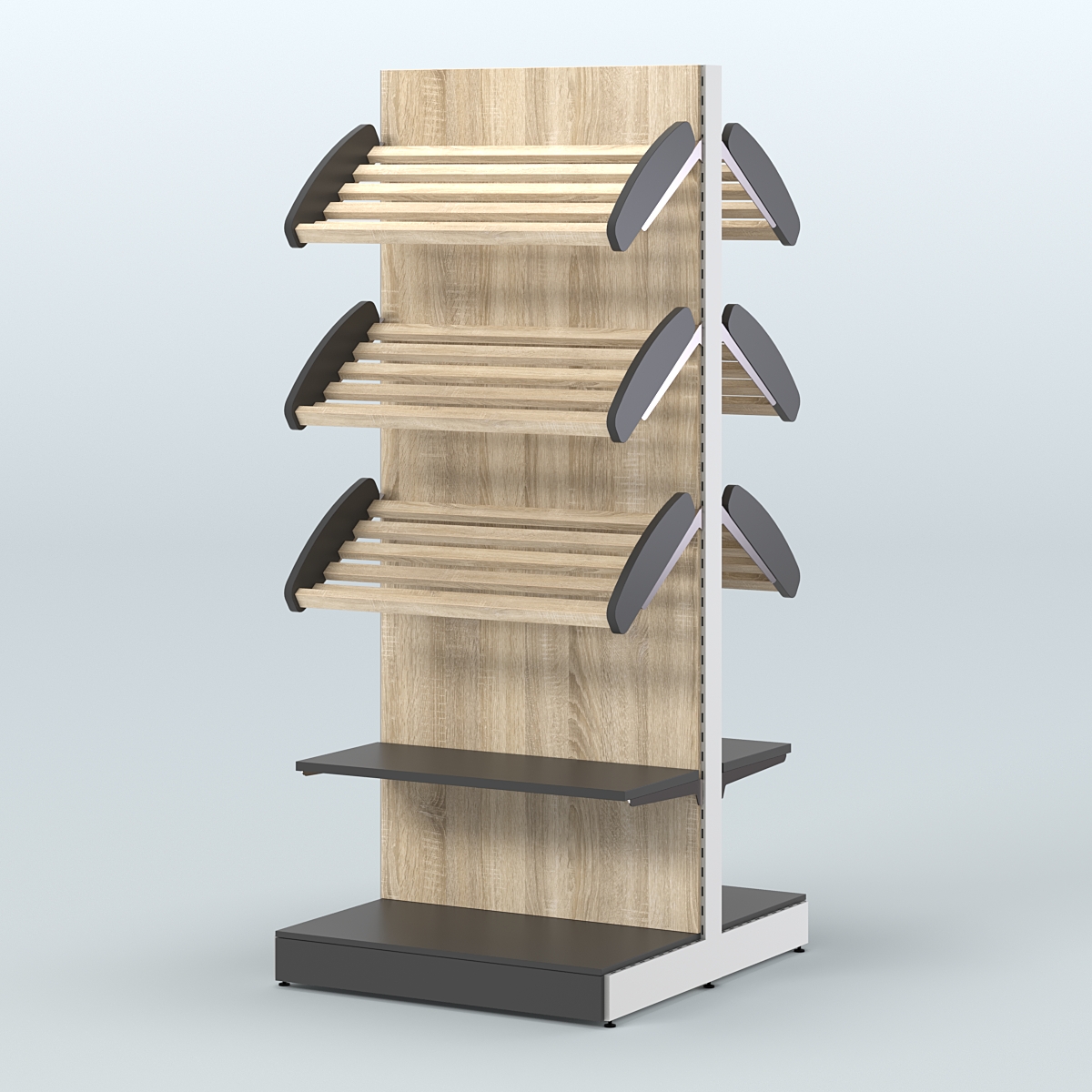 Высокий островной стеллаж со сборными для хлеба и выпечки СХОВ-03 Черный + Дуб Сонома
