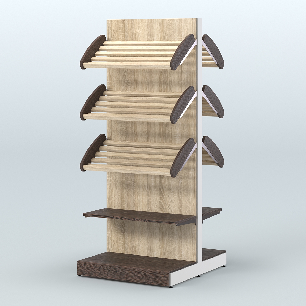 Высокий островной стеллаж со сборными для хлеба и выпечки СХОВ-03 Дуб Венге + Дуб Сонома