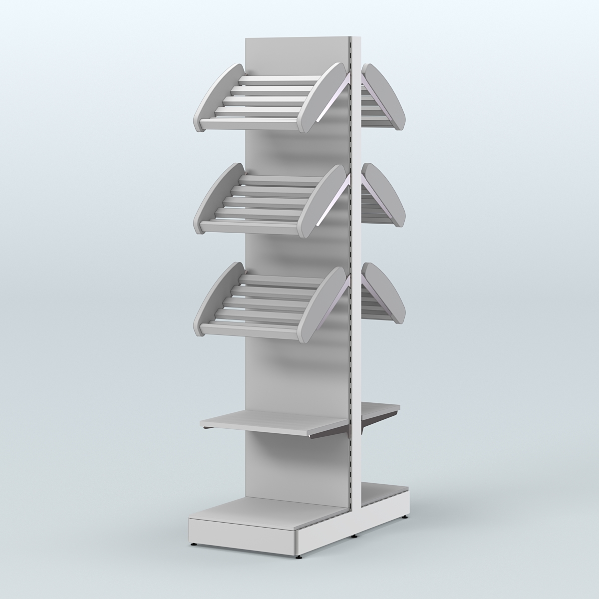 Узкий островной стеллаж со сборными для хлеба и выпечки СХОВ-04 Серый