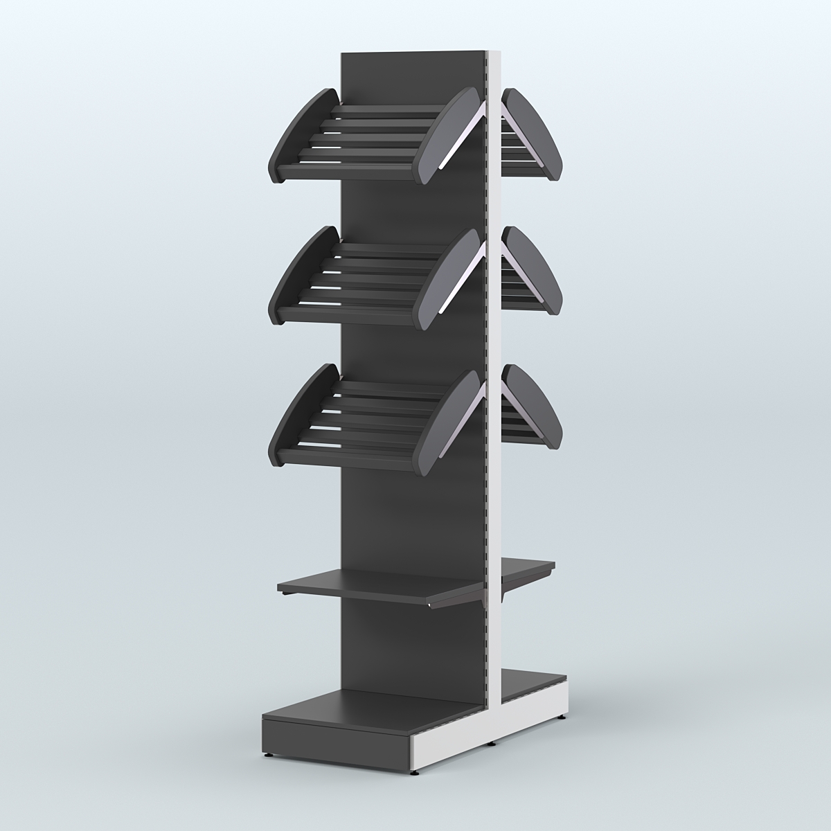 Узкий островной стеллаж со сборными для хлеба и выпечки СХОВ-04 Черный