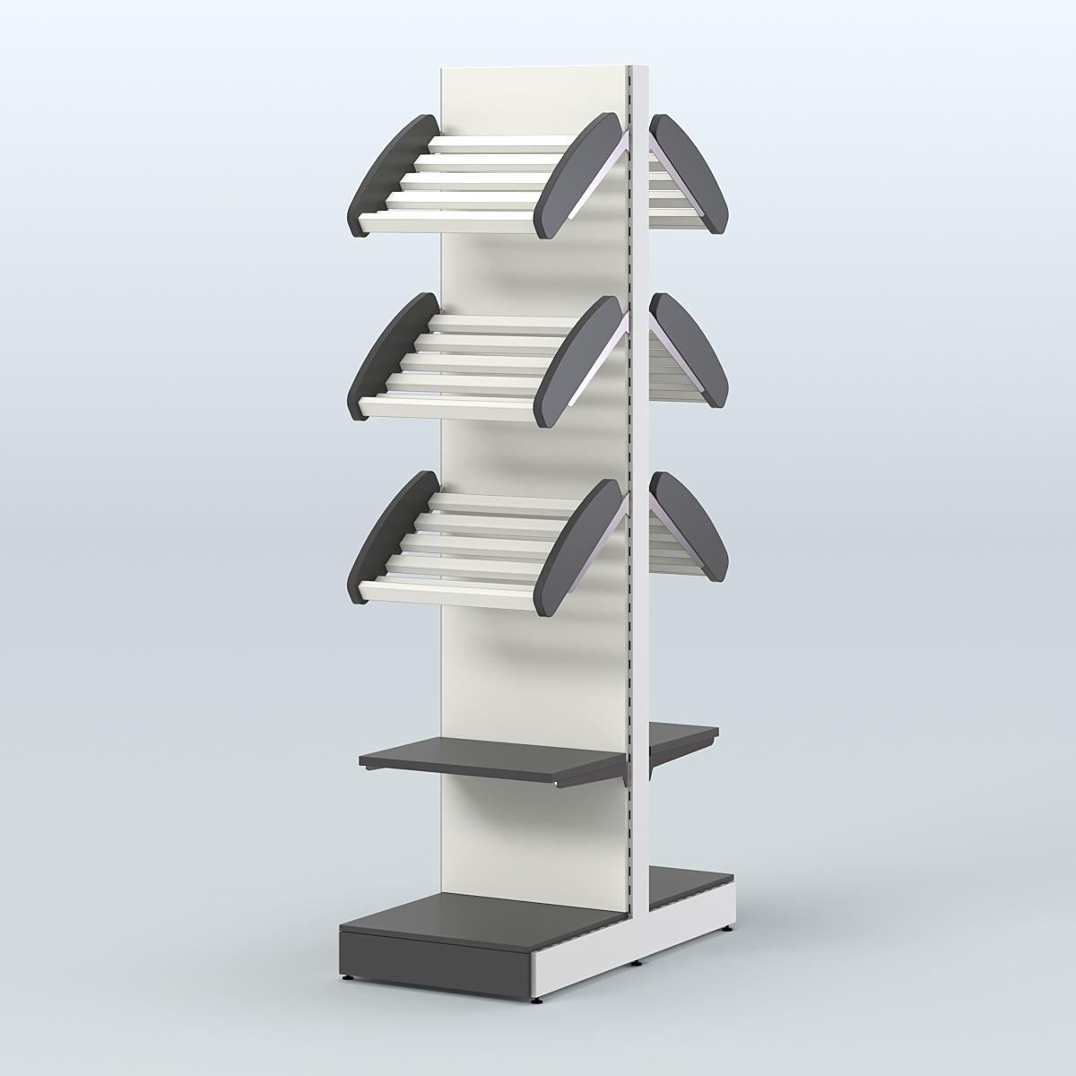 Узкий островной стеллаж со сборными для хлеба и выпечки СХОВ-04 Черный и Белый