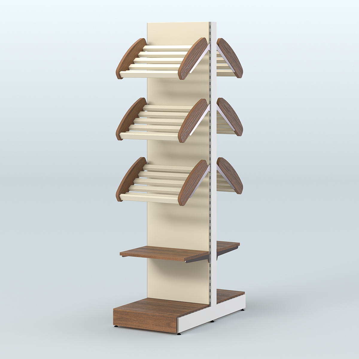 Узкий островной стеллаж со сборными для хлеба и выпечки СХОВ-04 Орех + Крем Вайс