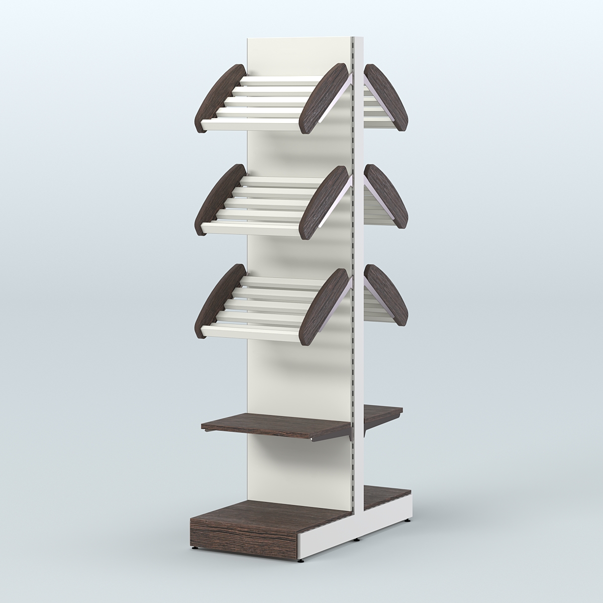 Узкий островной стеллаж со сборными для хлеба и выпечки СХОВ-04 Дуб Венге + Белый