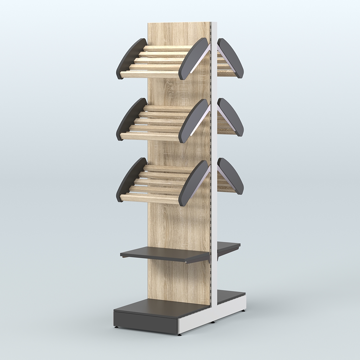 Узкий островной стеллаж со сборными для хлеба и выпечки СХОВ-04 Черный + Дуб Сонома