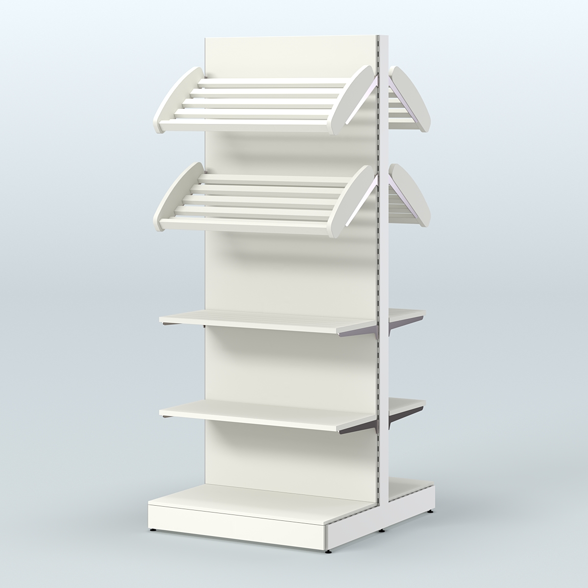 Высокий обзорный островной стеллаж для хлеба и выпечки СХОВ-05 Белый