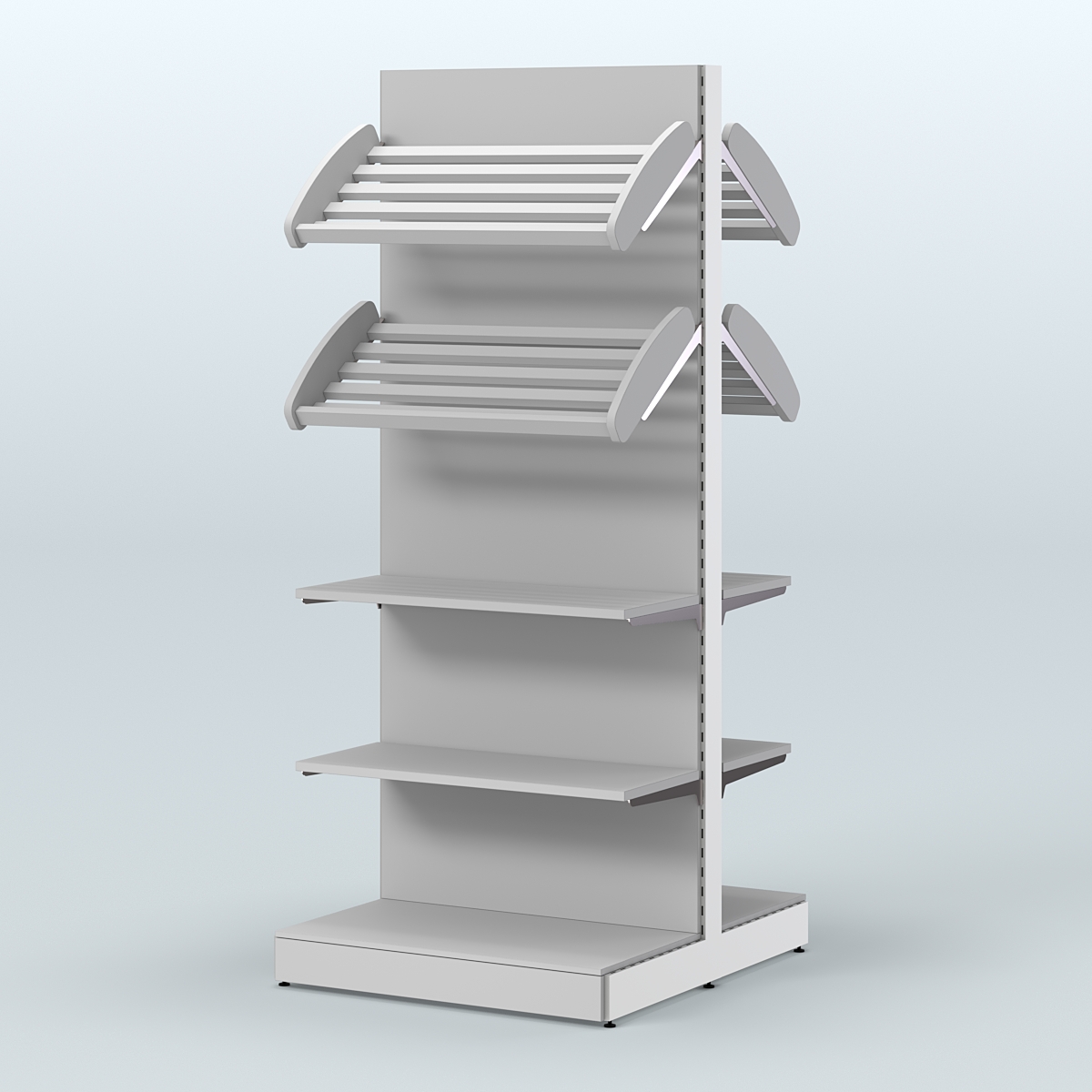 Высокий обзорный островной стеллаж для хлеба и выпечки СХОВ-05 Серый