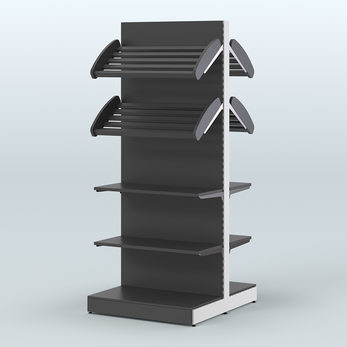 Высокий обзорный островной стеллаж для хлеба и выпечки СХОВ-05 Черный