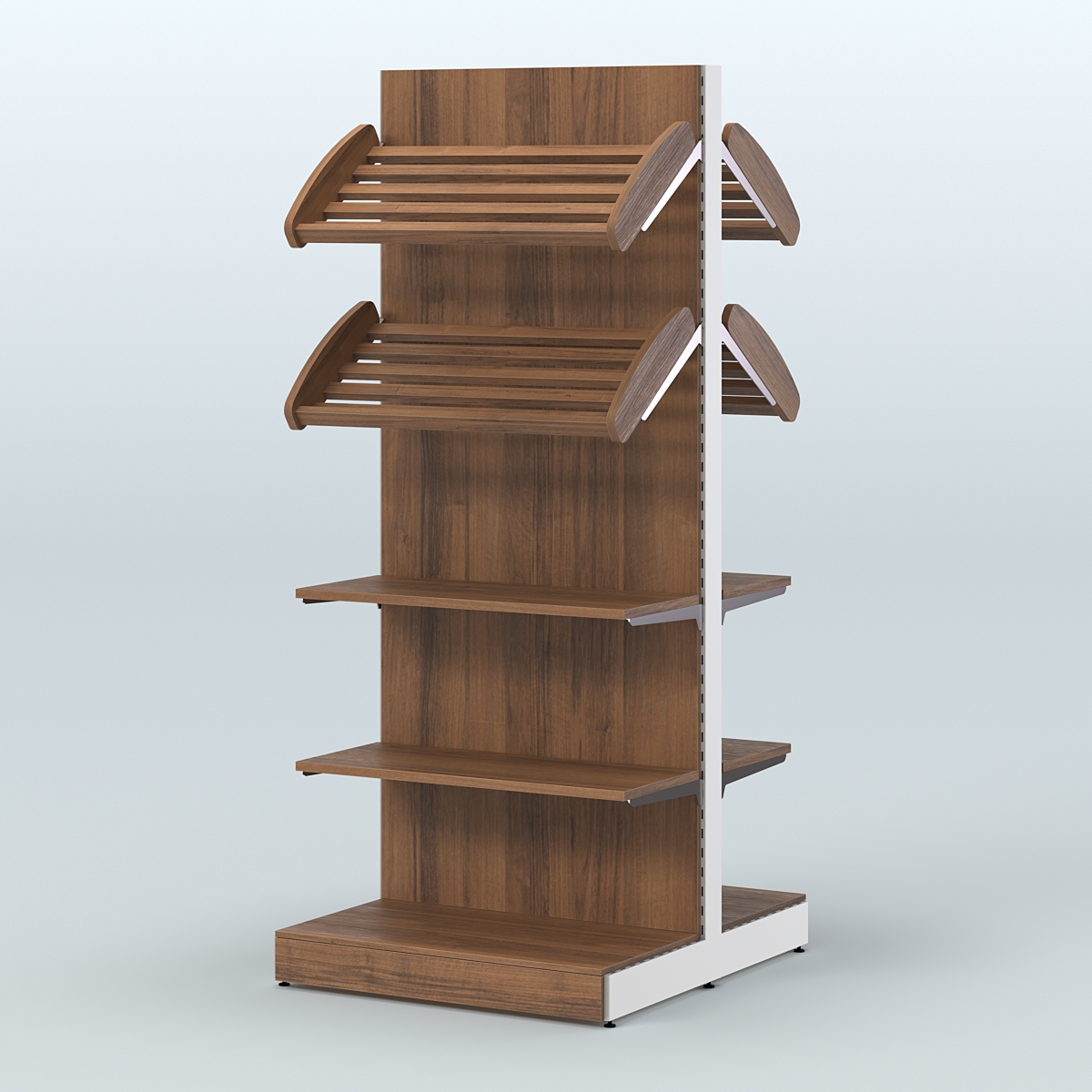 Высокий обзорный островной стеллаж для хлеба и выпечки СХОВ-05 Орех