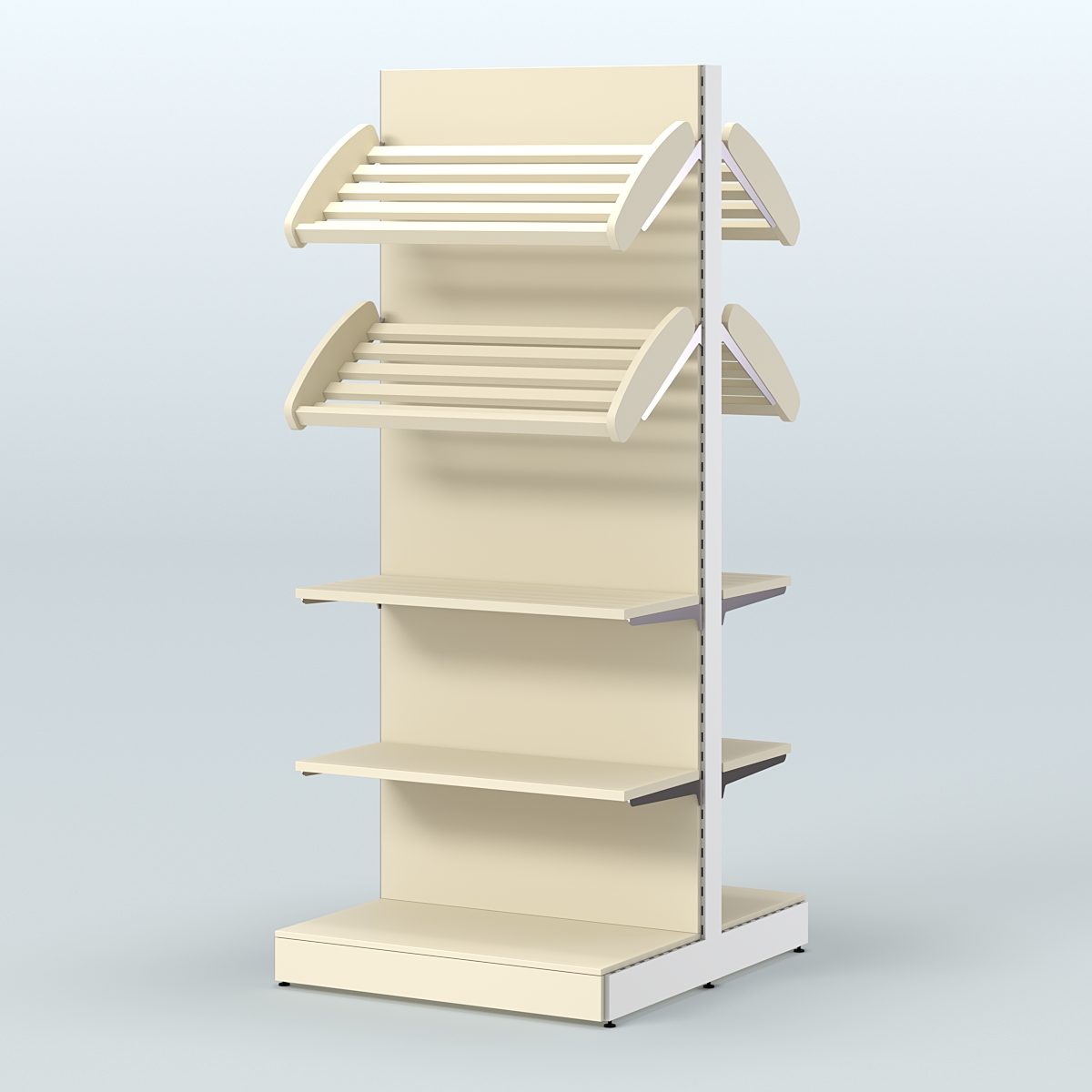 Высокий обзорный островной стеллаж для хлеба и выпечки СХОВ-05 Крем Вайс